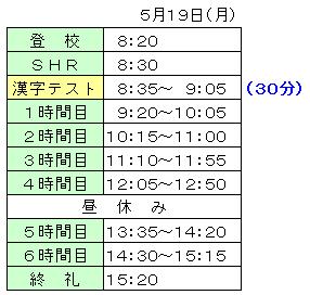 ５月１９日の日程